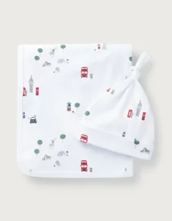 Organic Cotton Sightseeing London Blanket & Hat Set (0–12mths)
