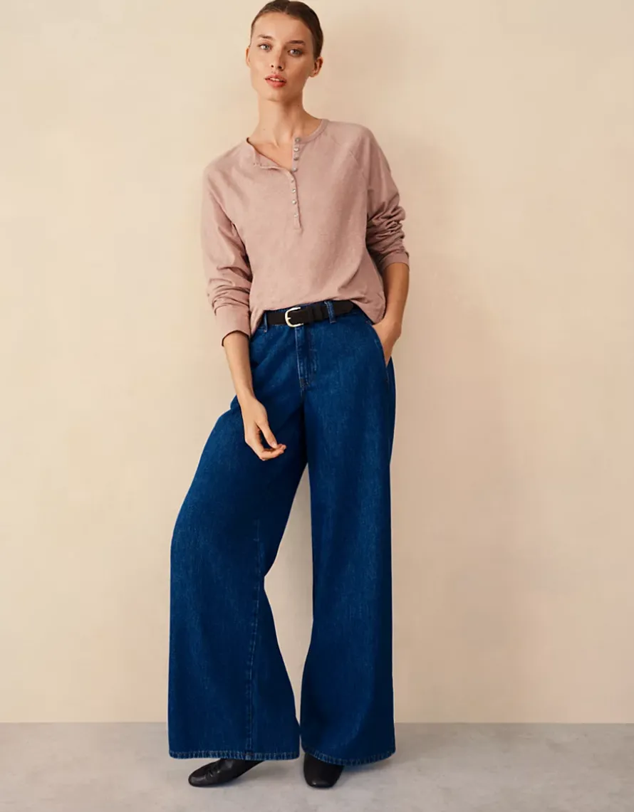 Organic Cotton Slub Relaxed Henley Top
