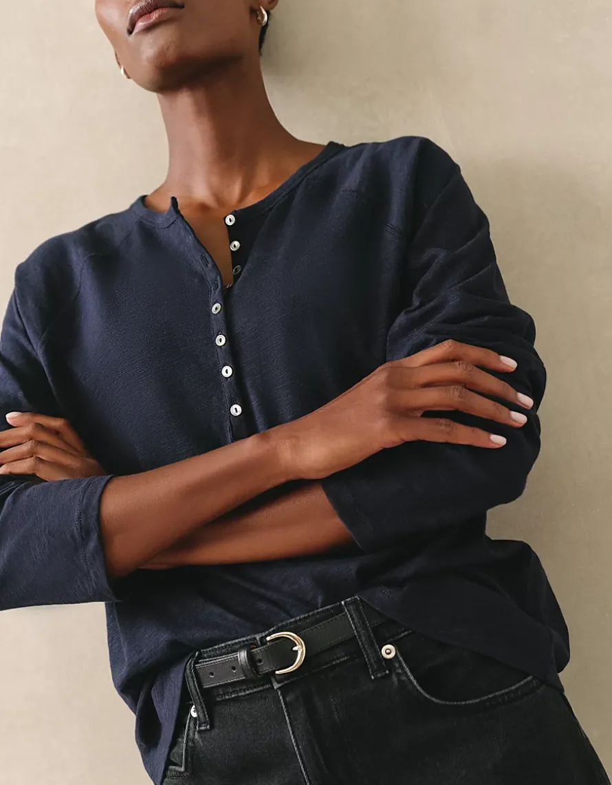 Organic Cotton Slub Relaxed Henley Top