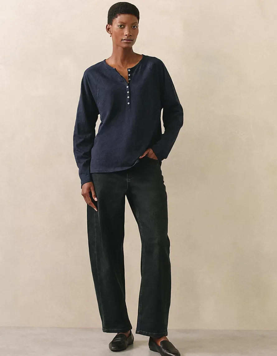 Organic Cotton Slub Relaxed Henley Top