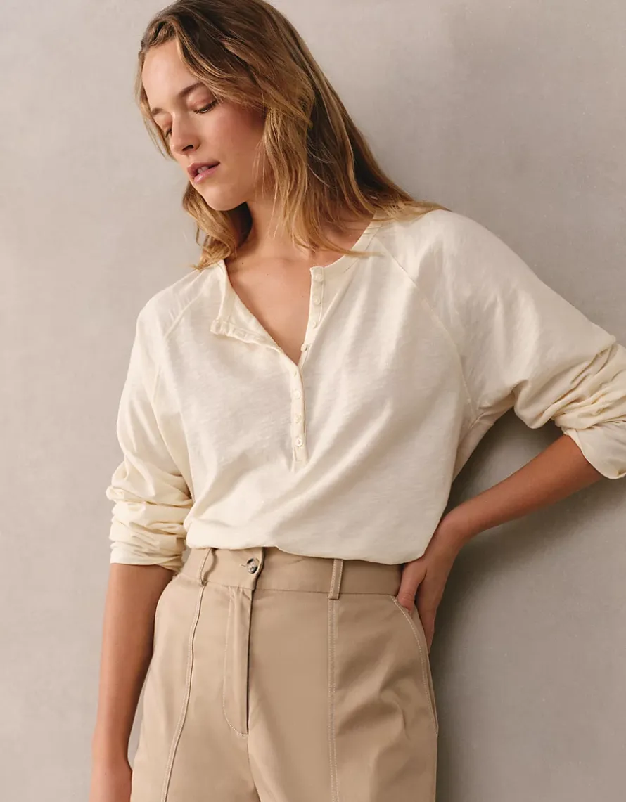 Organic Cotton Slub Relaxed Henley Top