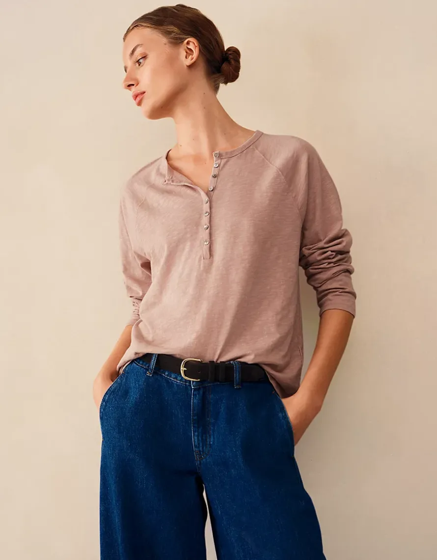 Organic Cotton Slub Relaxed Henley Top