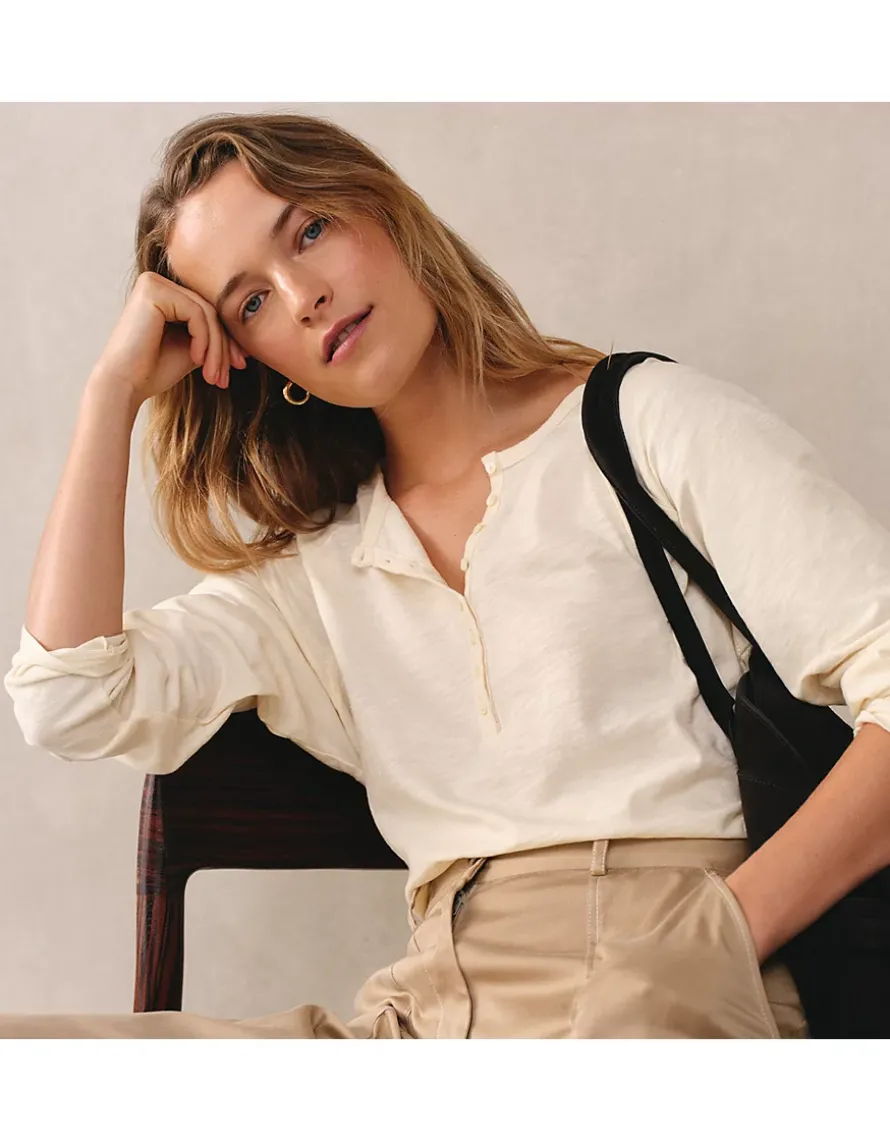 Organic Cotton Slub Relaxed Henley Top