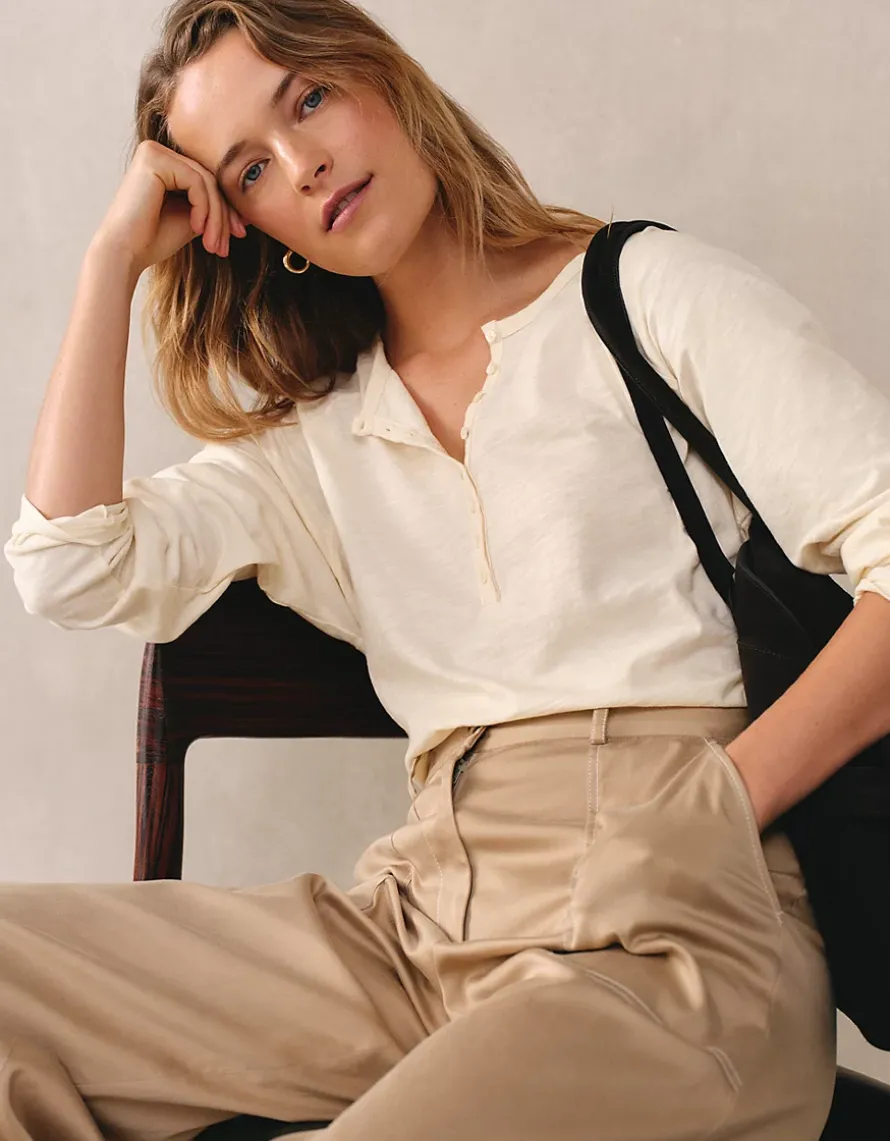 Organic Cotton Slub Relaxed Henley Top