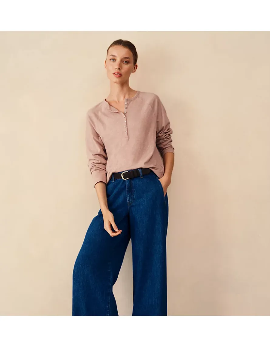 Organic Cotton Slub Relaxed Henley Top