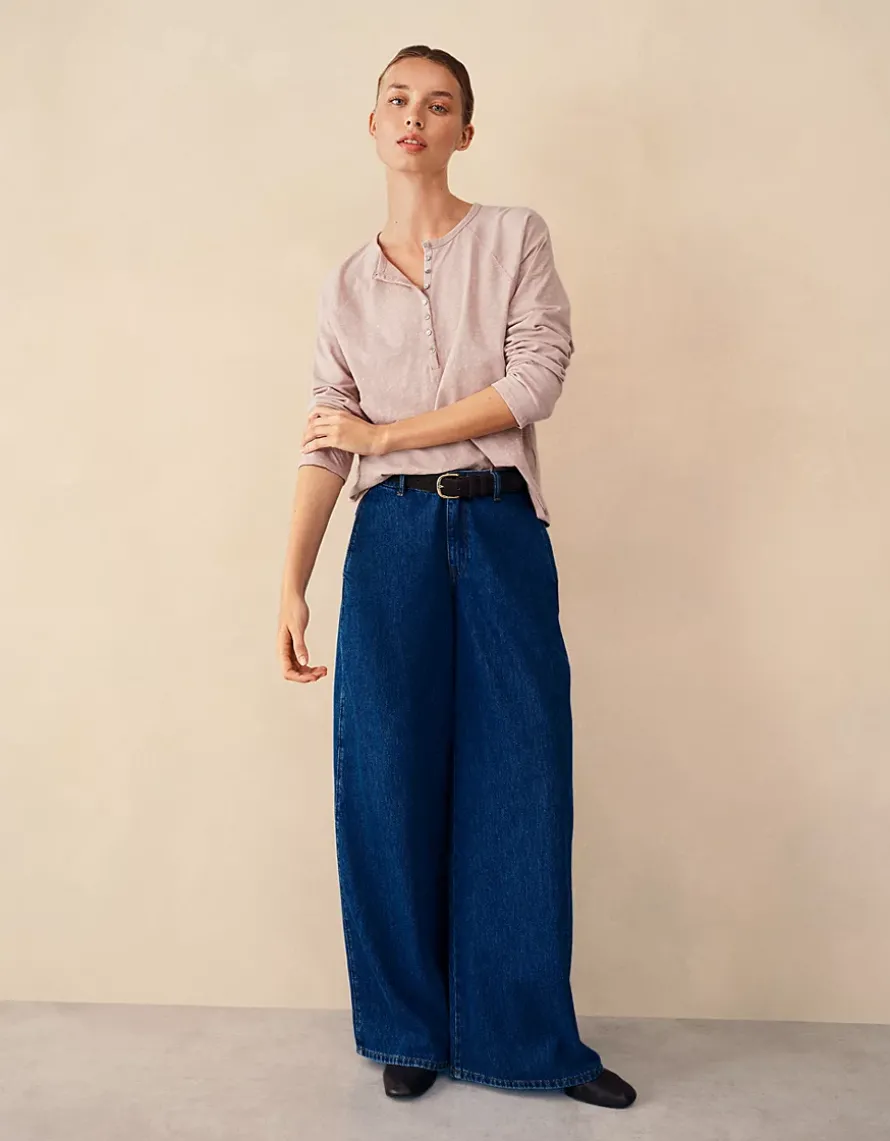 Organic Cotton Slub Relaxed Henley Top