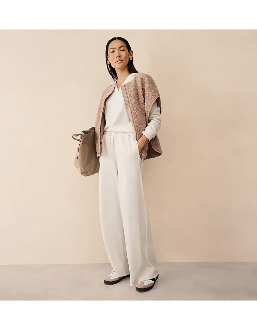 Organic Cotton Slub Wide Leg Trousers