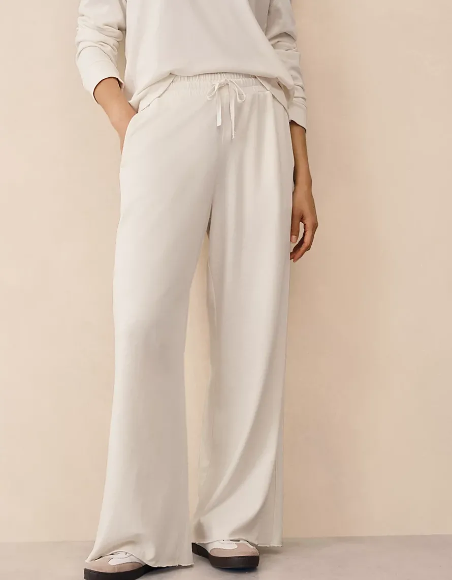 Organic Cotton Slub Wide Leg Trousers