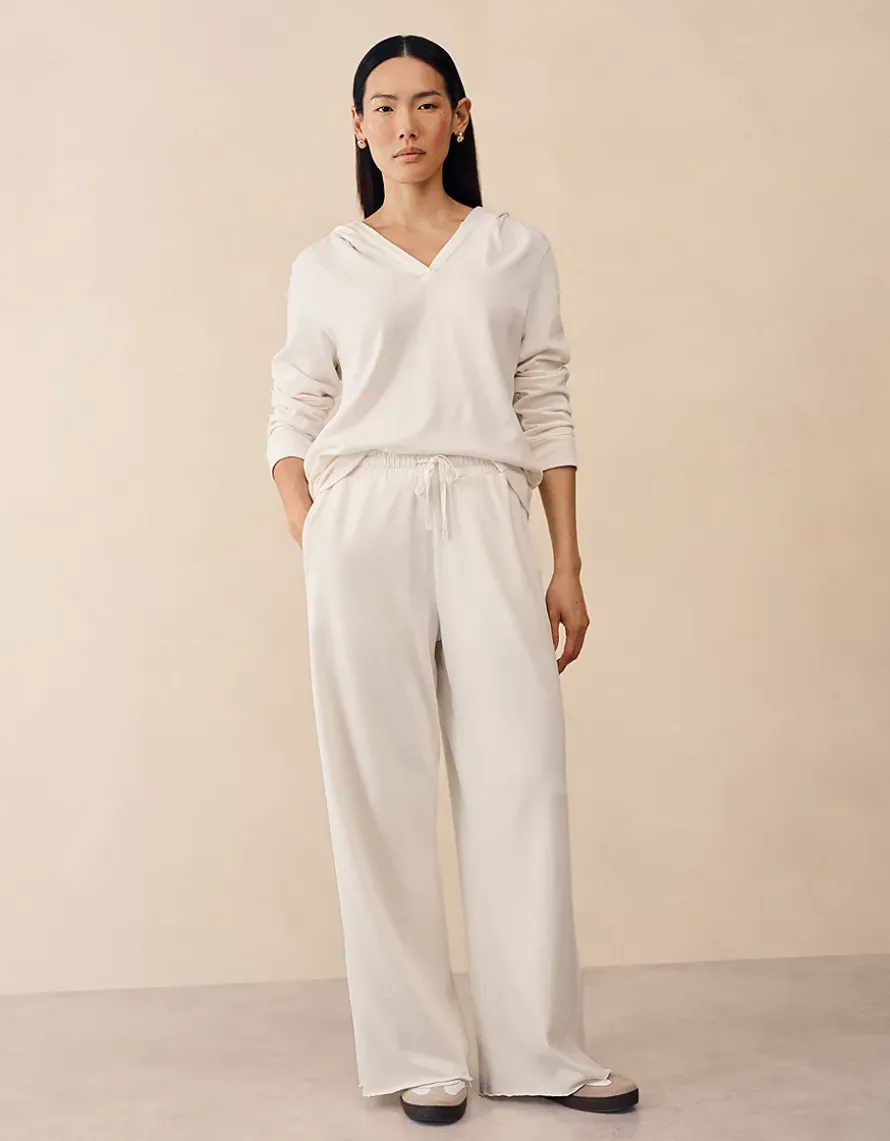 Organic Cotton Slub Wide Leg Trousers