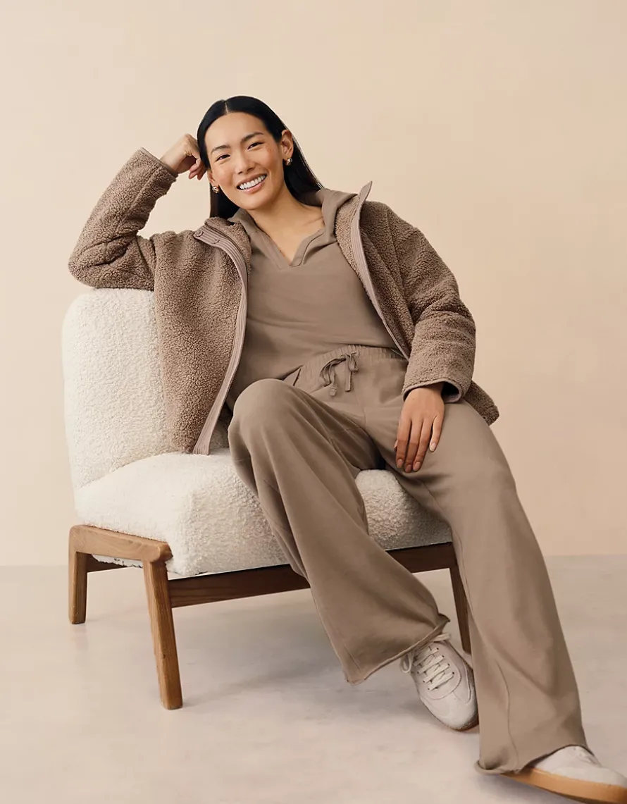 Organic Cotton Slub Wide Leg Trousers