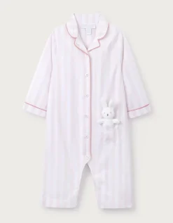 Organic Cotton Stripe Bunny Toy Classic Sleepsuit (0–24mths)
