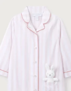Organic Cotton Stripe Bunny Toy Classic Sleepsuit (0–24mths)