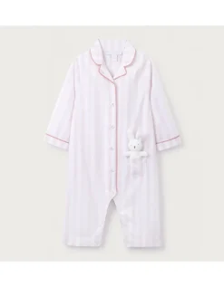 Organic Cotton Stripe Bunny Toy Classic Sleepsuit (0–24mths)