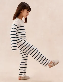 Organic Cotton Stripe Crochet Top & Trousers Set (0–4yrs)