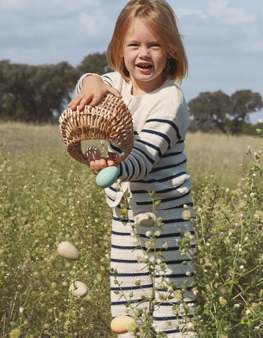 Organic Cotton Stripe Crochet Top & Trousers Set (0–4yrs)