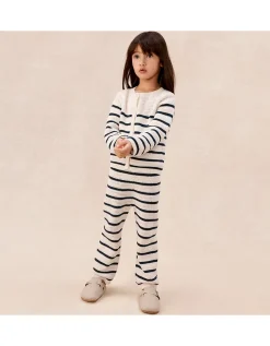 Organic Cotton Stripe Crochet Top & Trousers Set (0–4yrs)