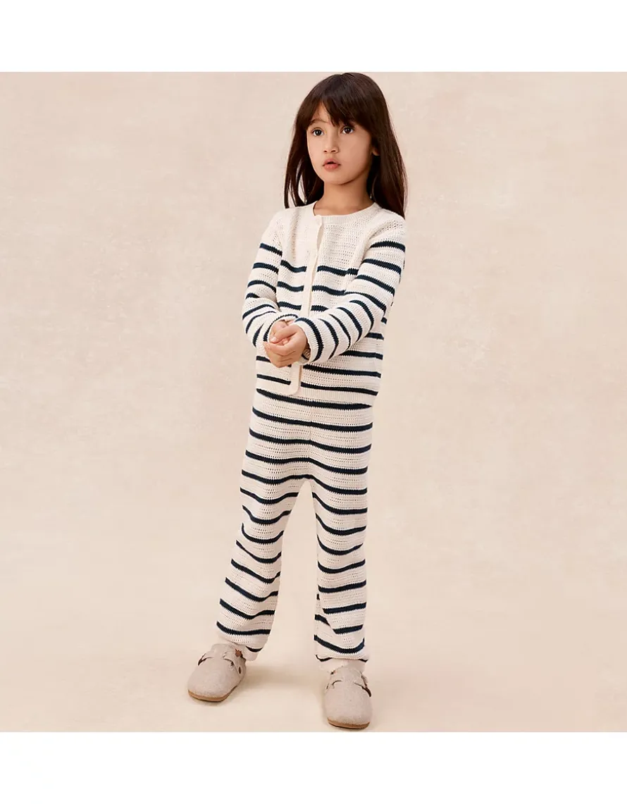 Organic Cotton Stripe Crochet Top & Trousers Set (0–4yrs)