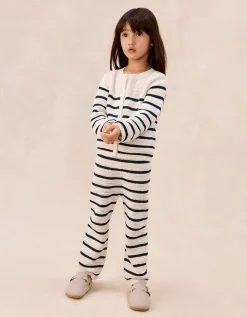 Organic Cotton Stripe Crochet Top & Trousers Set (0–4yrs)