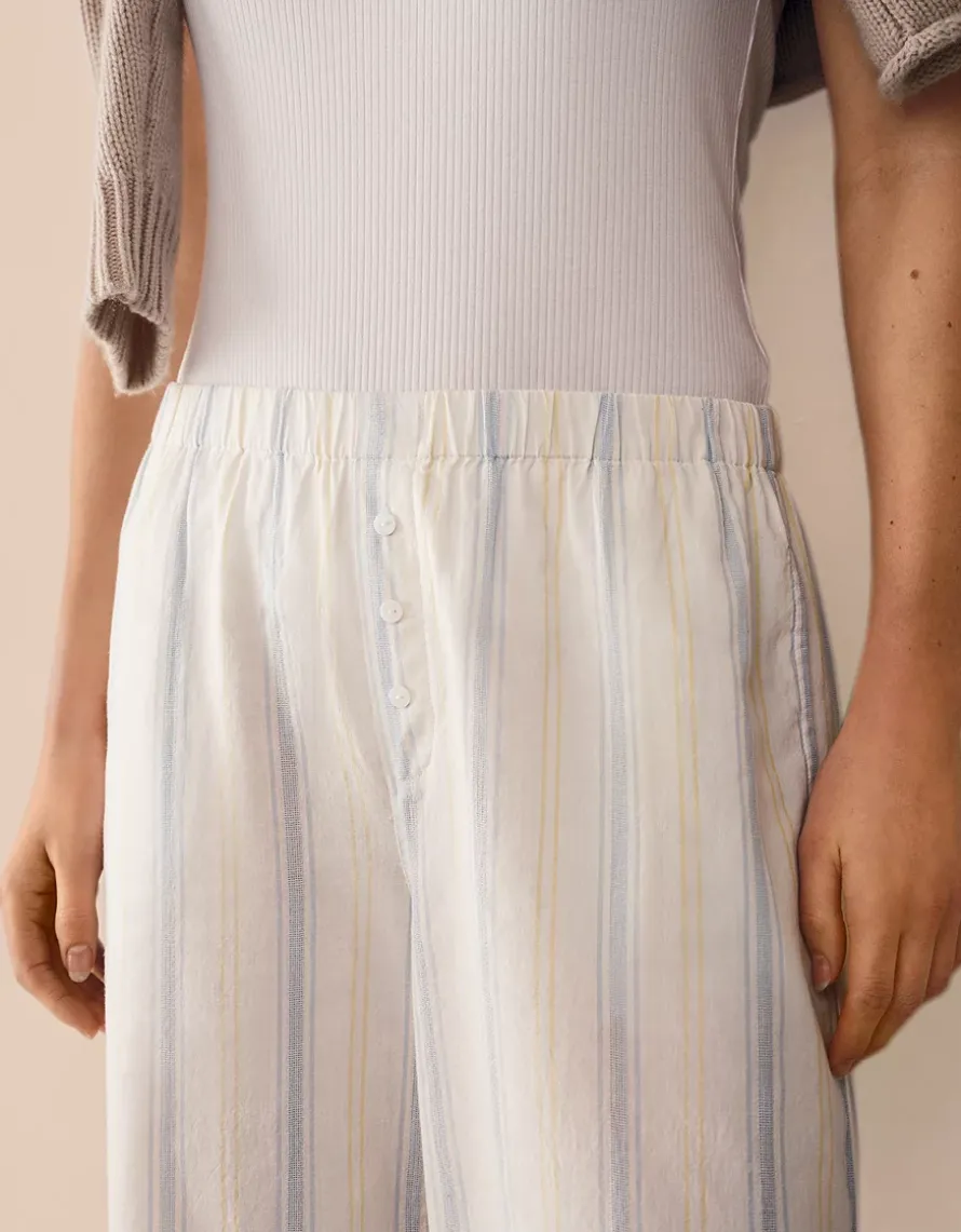 Organic Cotton Stripe Relaxed Pull-On Trousers