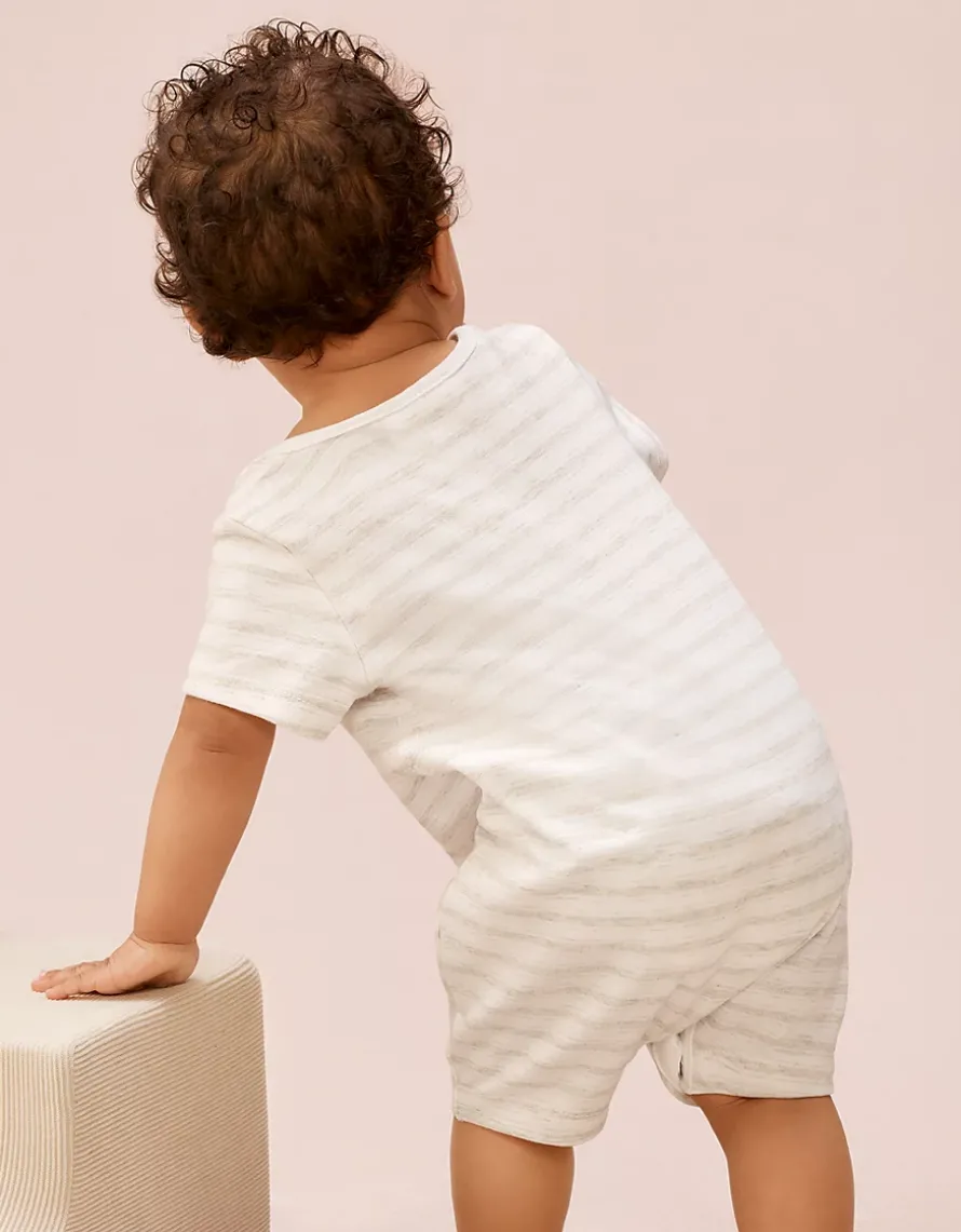 Organic Cotton Stripe Sunshine Embroidered Shortie Sleepsuit (0–2yrs)
