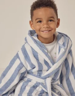 Organic Cotton Stripe Towelling Robe (1–12yrs)