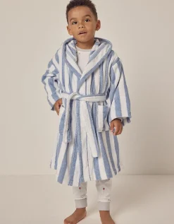 Organic Cotton Stripe Towelling Robe (1–12yrs)
