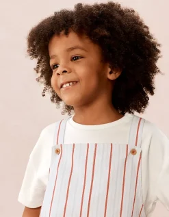 Organic Cotton Stripe Twill Romper T-Shirt & Socks Set (0–4yrs)