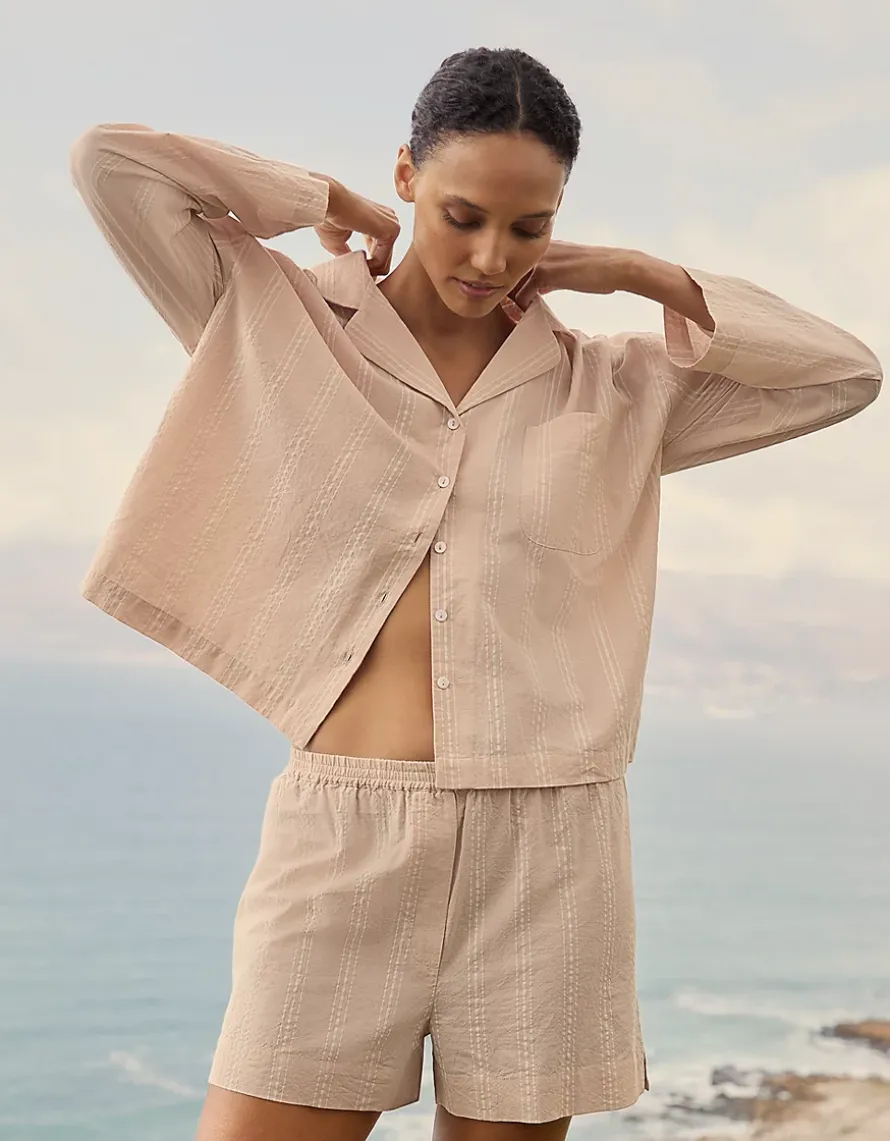 Organic Cotton Textured Stripe Shorts