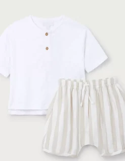 Organic Cotton Top & Stripe Bloomers Set (0–2yrs)