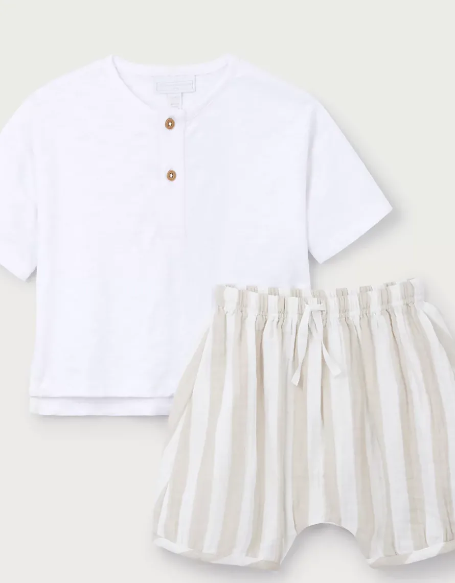 Organic Cotton Top & Stripe Bloomers Set (0–2yrs)