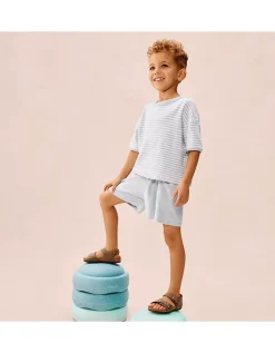 Organic Cotton Towelling T-Shirt Shorts & Hat Set (0–4yrs)
