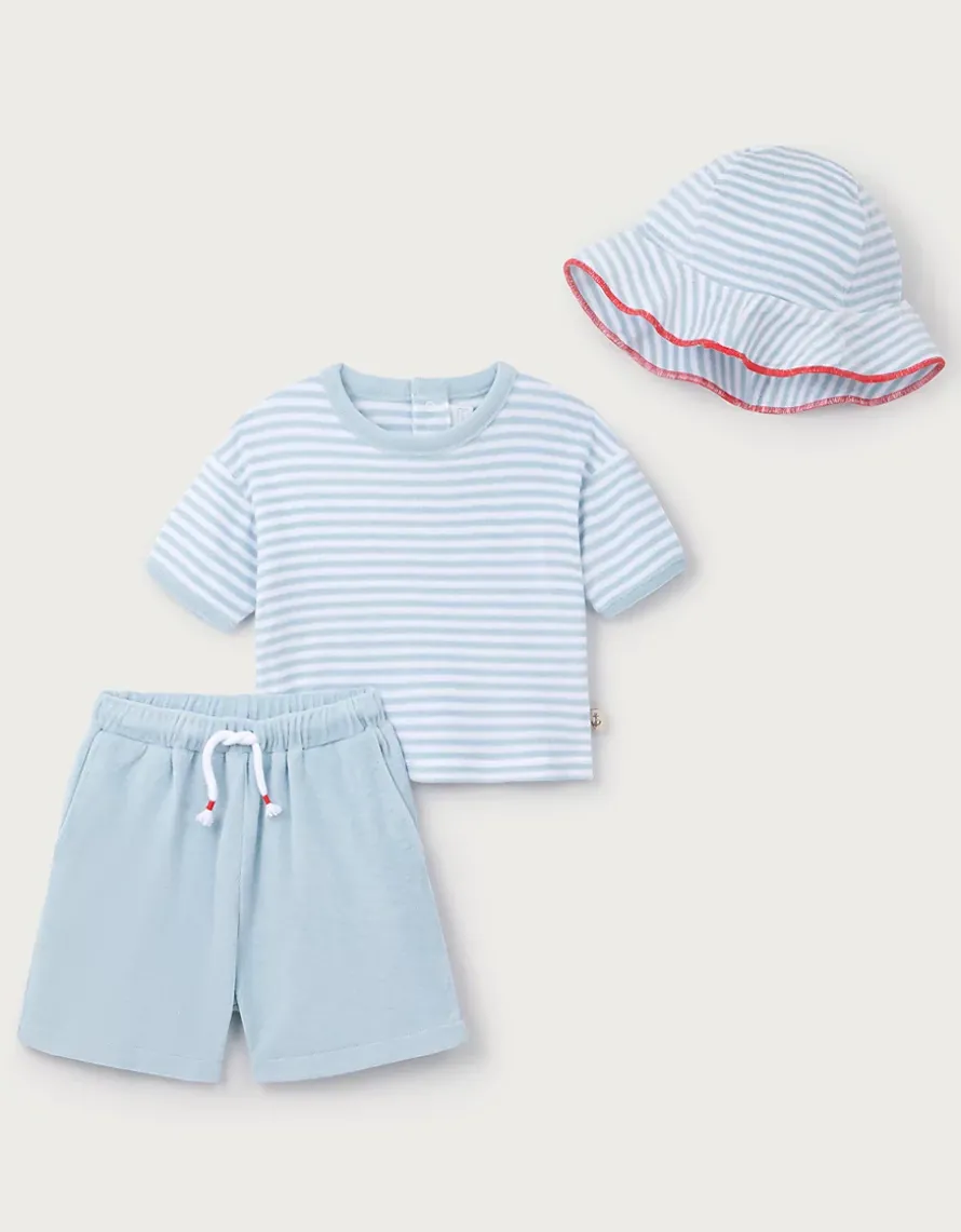 Organic Cotton Towelling T-Shirt Shorts & Hat Set (0–4yrs)