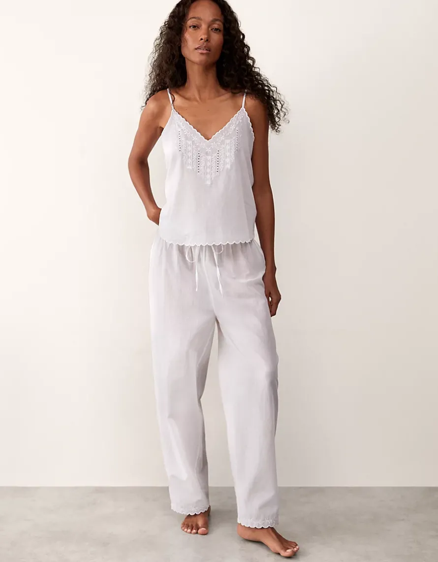 Organic Cotton Voile Embroidered Scalloped Pyjama Set