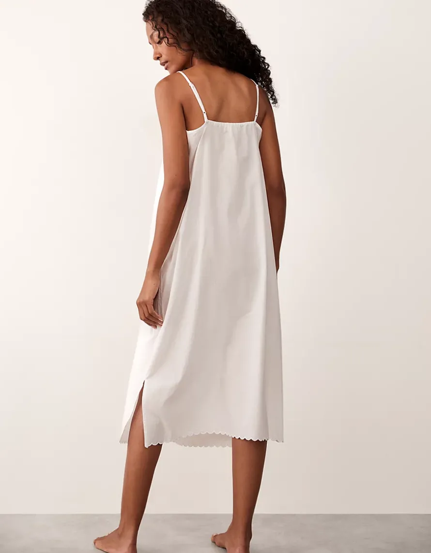 Organic Cotton Voile Embroidered Scalloped Nightie
