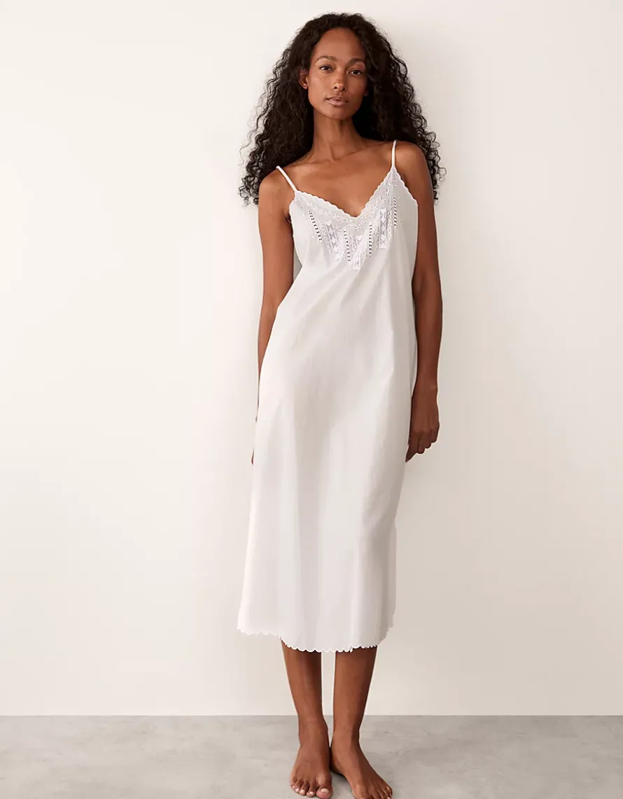 Organic Cotton Voile Embroidered Scalloped Nightie