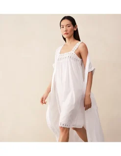 Organic Cotton Voile Embroidered Strap Detail Nightie