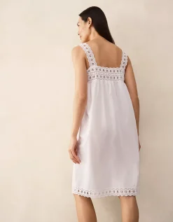 Organic Cotton Voile Embroidered Strap Detail Nightie