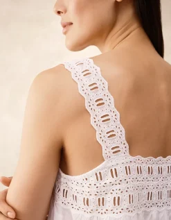 Organic Cotton Voile Embroidered Strap Detail Nightie