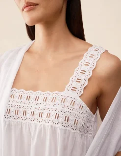 Organic Cotton Voile Embroidered Strap Detail Nightie