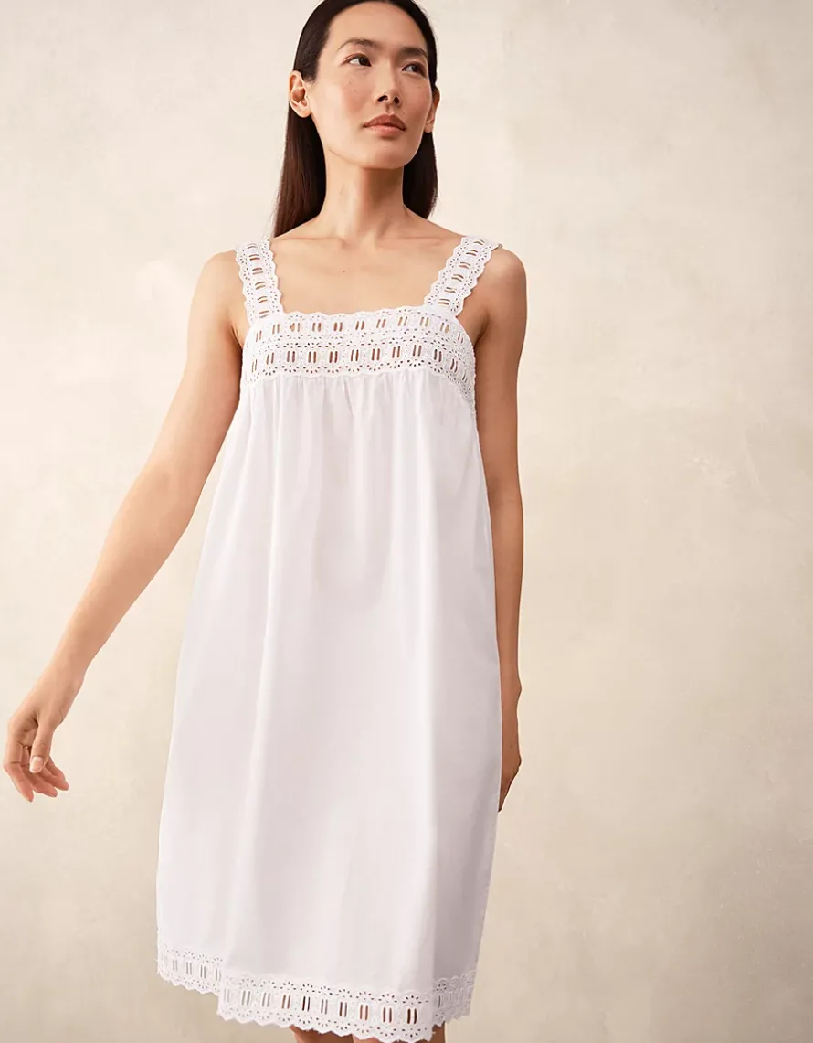 Organic Cotton Voile Embroidered Strap Detail Nightie