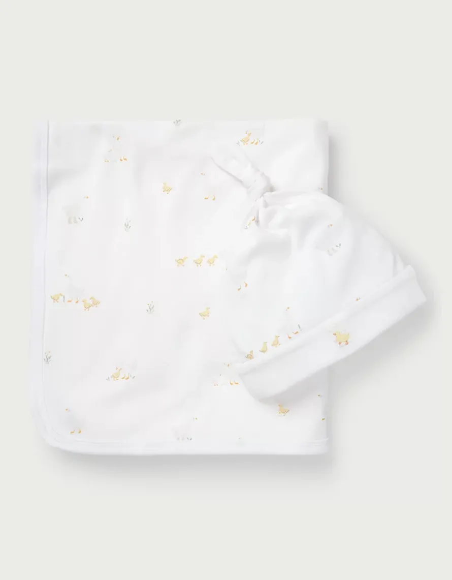 Organic Cotton Walking Ducklings Reversible Blanket & Hat Set (0–12mths)