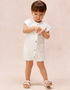 Organic Crinkle Cotton Bear Pocket Romper (0–2yrs)