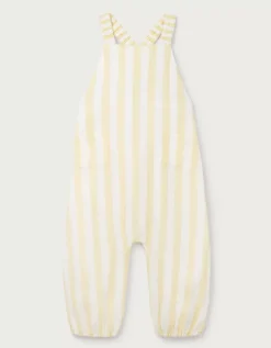Organic Crinkle Cotton Stripe Dungarees (0–4yrs)