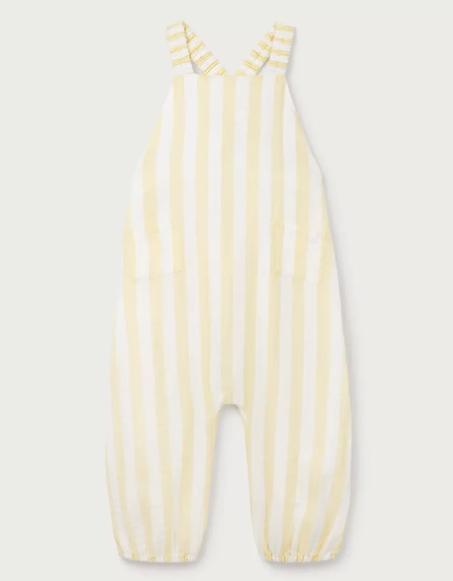 Organic Crinkle Cotton Stripe Dungarees (0–4yrs)