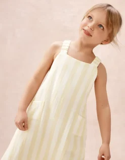 Organic Crinkle Cotton Stripe Dungarees (0–4yrs)