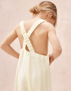 Organic Crinkle Cotton Stripe Dungarees (0–4yrs)
