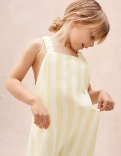 Organic Crinkle Cotton Stripe Dungarees (0–4yrs)