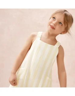 Organic Crinkle Cotton Stripe Dungarees (0–4yrs)