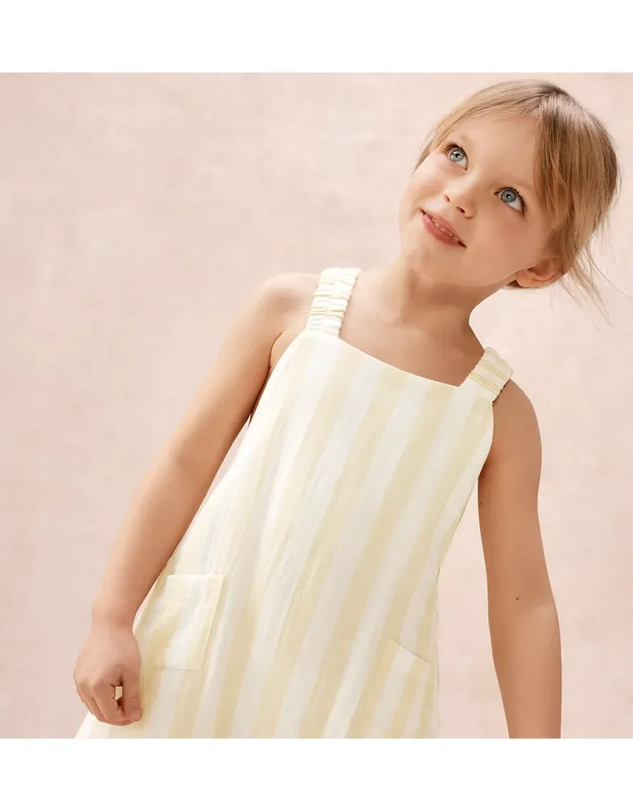 Organic Crinkle Cotton Stripe Dungarees (0–4yrs)