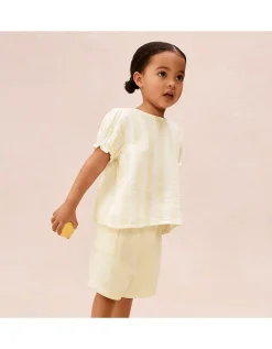 Organic Crinkle Cotton Stripe Top & Shorts Set (0–4yrs)